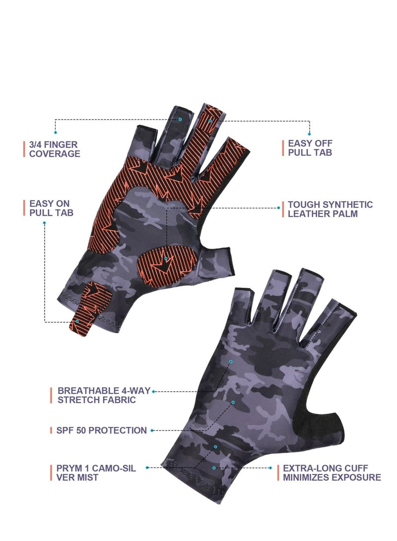 SOLARAE Camouflage Fishing Gloves, Fishing Gloves with Silicone, Pro Anti-Slip Sun Protection, Breathable Lightweight Fishing Archery Accessories Hunting Outdoors - Image 3