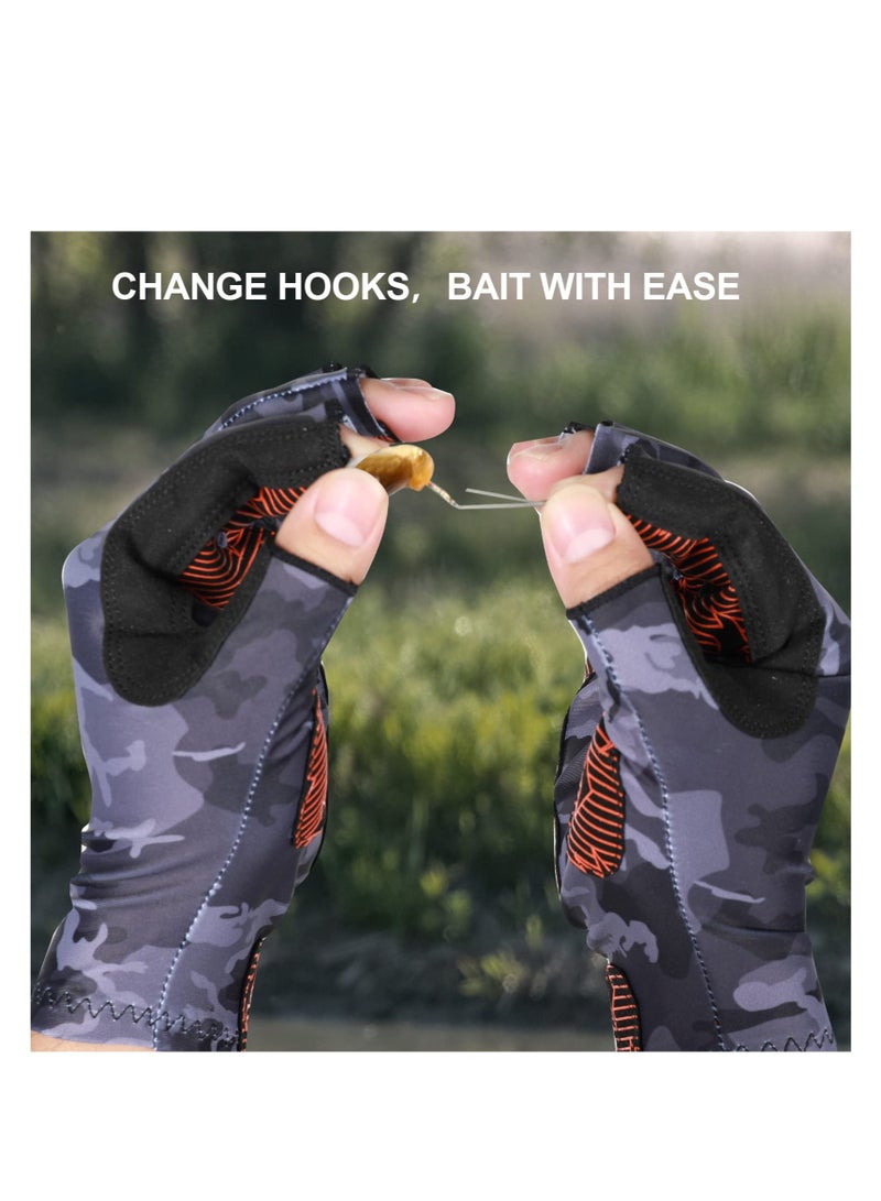 SOLARAE Camouflage Fishing Gloves, Fishing Gloves with Silicone, Pro Anti-Slip Sun Protection, Breathable Lightweight Fishing Archery Accessories Hunting Outdoors - Image 5