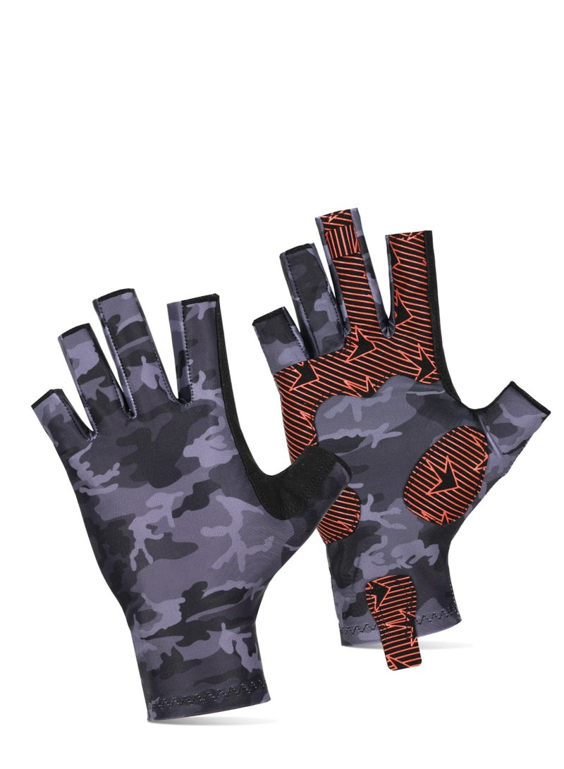 SOLARAE Camouflage Fishing Gloves, Fishing Gloves with Silicone, Pro Anti-Slip Sun Protection, Breathable Lightweight Fishing Archery Accessories Hunting Outdoors - Image 1