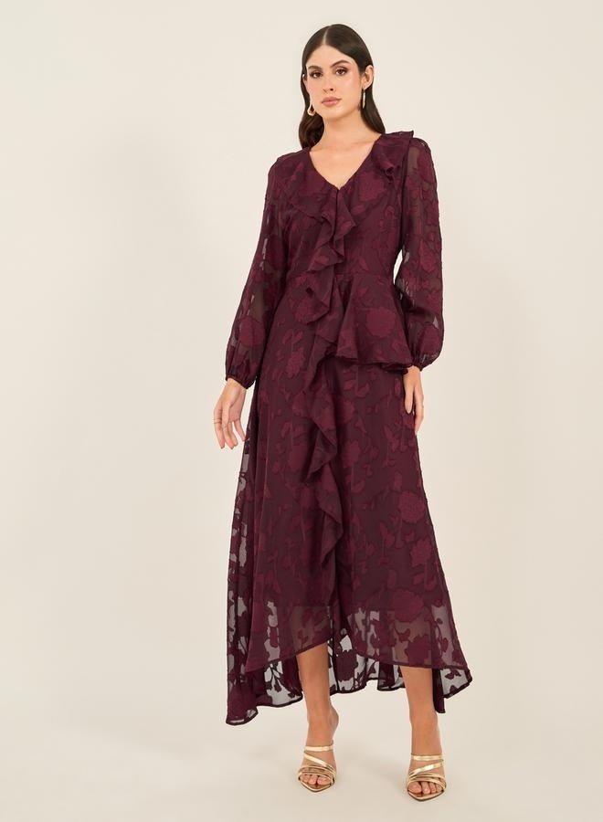 ستايلي فستان ميدي بكشكشة وزهور - Image 1