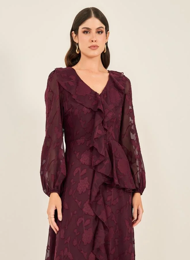 Styli Floral Ruffle Midi Dress