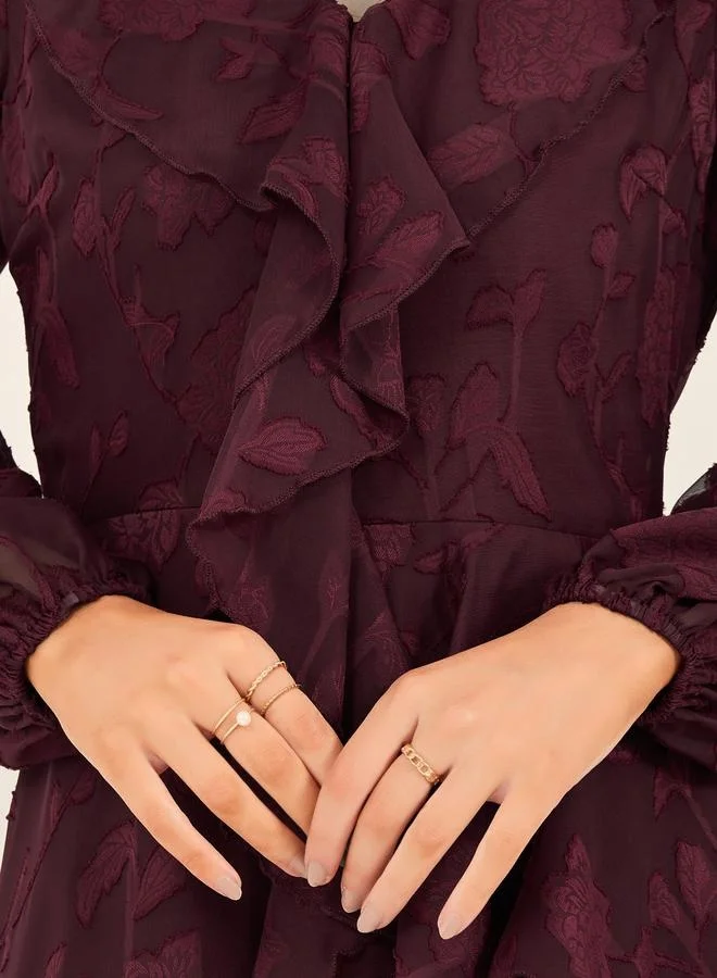 Styli Floral Ruffle Midi Dress