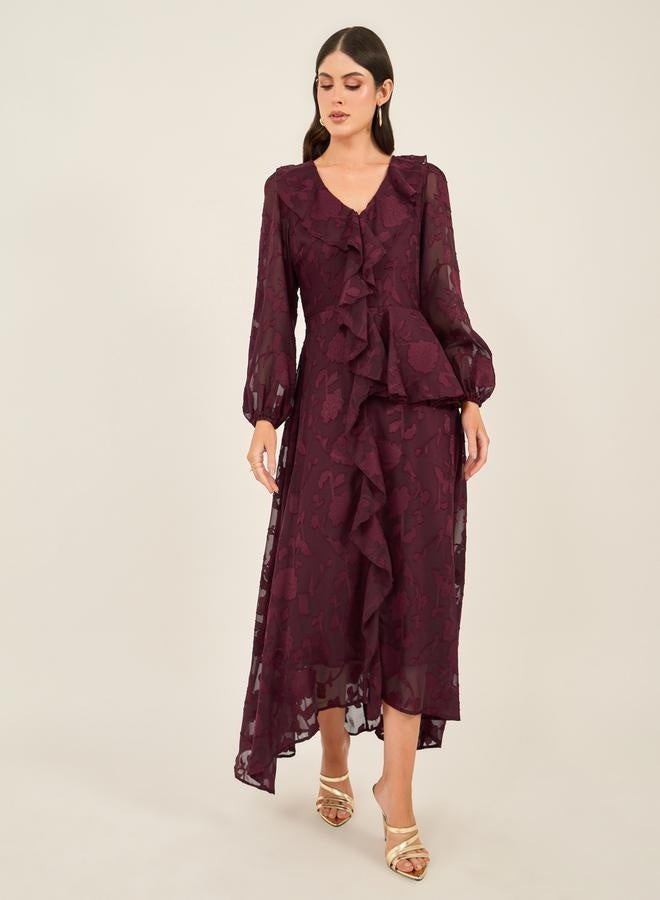 ستايلي فستان ميدي بكشكشة وزهور - Image 2