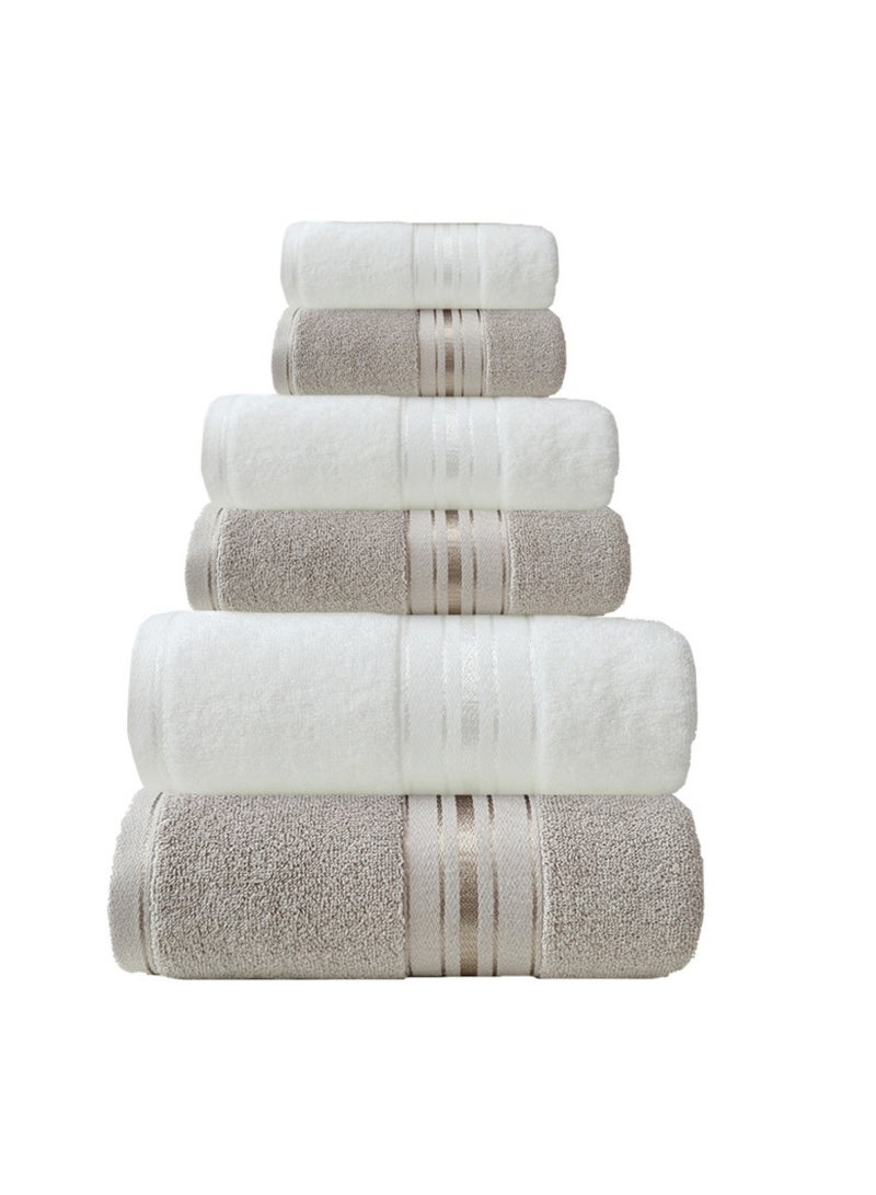 Huitich 8-Piece Cotton Towel Set Khaki And White  - Image 1