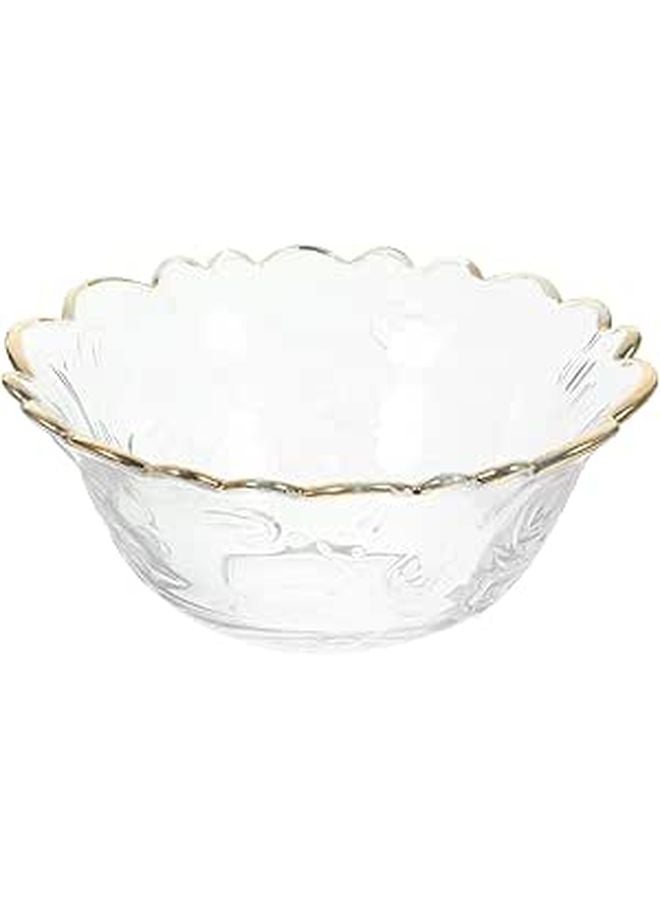 Gold Rim Deep Rose Glass Serving Bowl Large for Porridge Soup and Fruit - Image 1