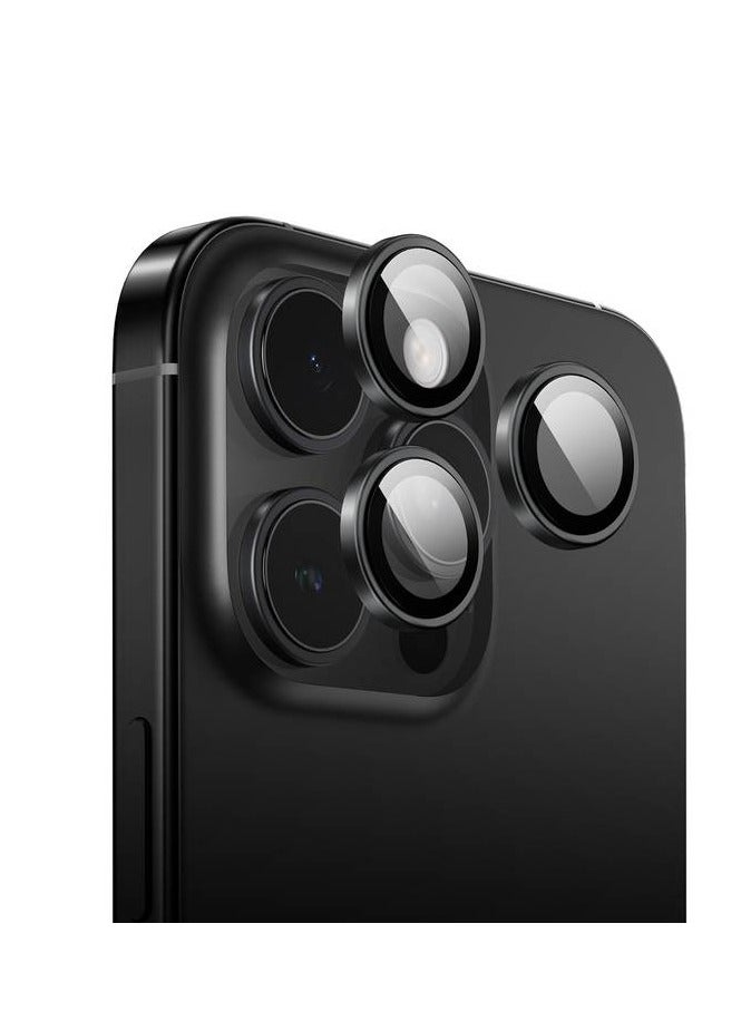 GREEN LION iPhone 16 Pro & 16 Pro Max Silicone Camera Lens Protector / High Transparency / Full Coverage - Black - Image 3