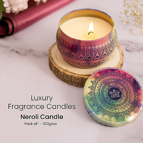 BRYAN  CANDY Bryan & Candy Scented Candles Gift Set for Women & Men, Neroli & Honeycomb 100 gm Each Soy Wax Eco Friendly Printed Tin - Image 2