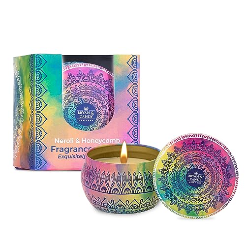 BRYAN  CANDY Bryan & Candy Scented Candles Gift Set for Women & Men, Neroli & Honeycomb 100 gm Each Soy Wax Eco Friendly Printed Tin - Image 1