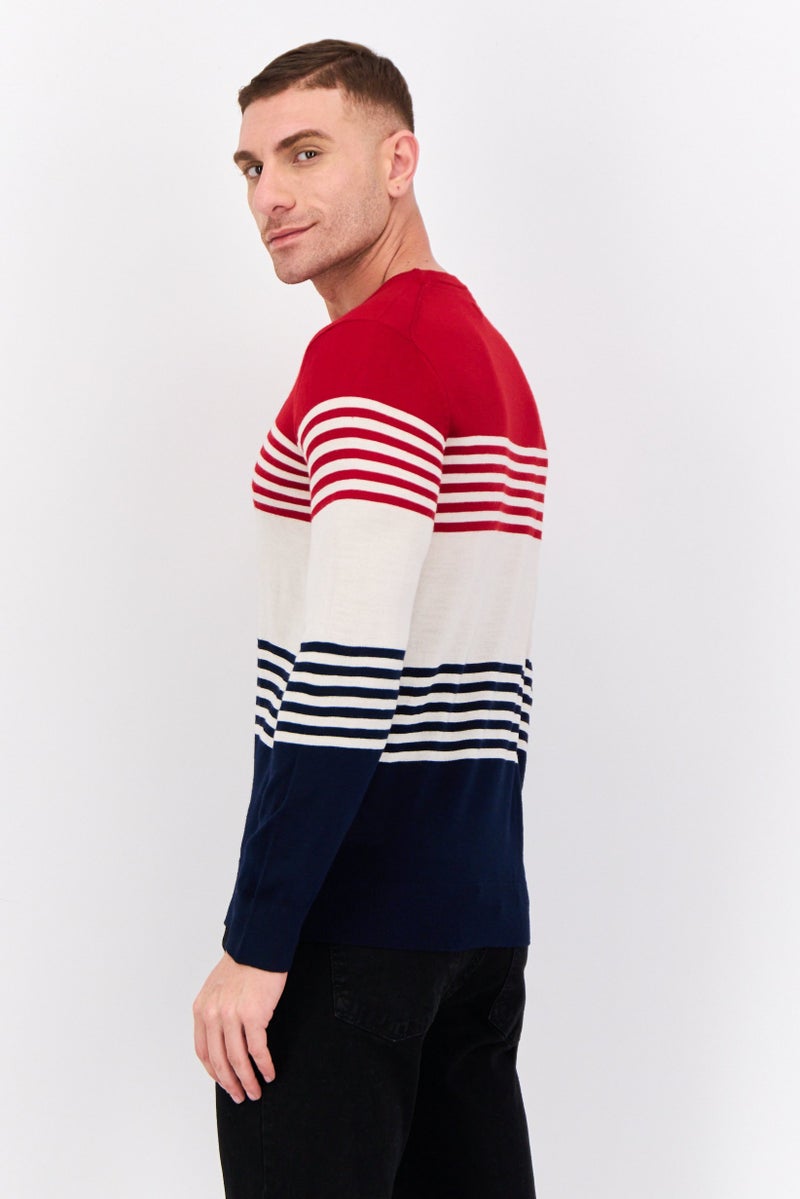 NAUTICA Men Crew Neck Embroidered Logo Sweater, Multicolor - Image 2