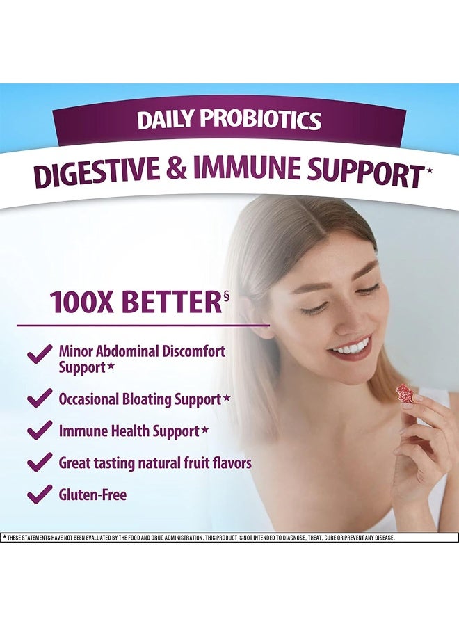 Digestive Advantage Probiotic Gummies For Digestive Health, Daily Probiotics For Women And Men, Support For Occasional Bloating, Minor Abdominal Discomfort And Gut Health, 2X90Ct Bottles Superfruit - Image 2