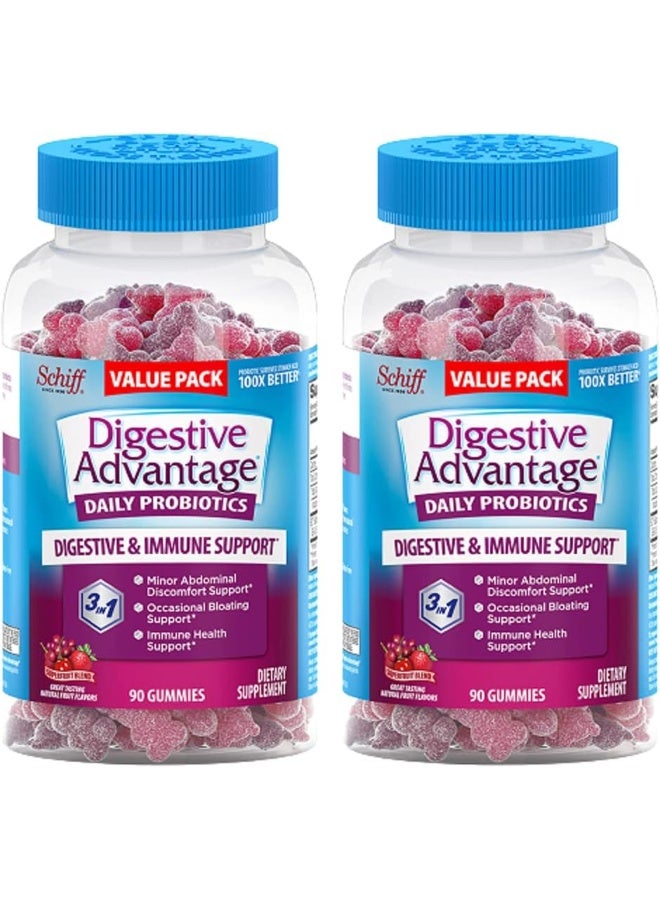 Digestive Advantage Probiotic Gummies For Digestive Health, Daily Probiotics For Women And Men, Support For Occasional Bloating, Minor Abdominal Discomfort And Gut Health, 2X90Ct Bottles Superfruit - Image 1