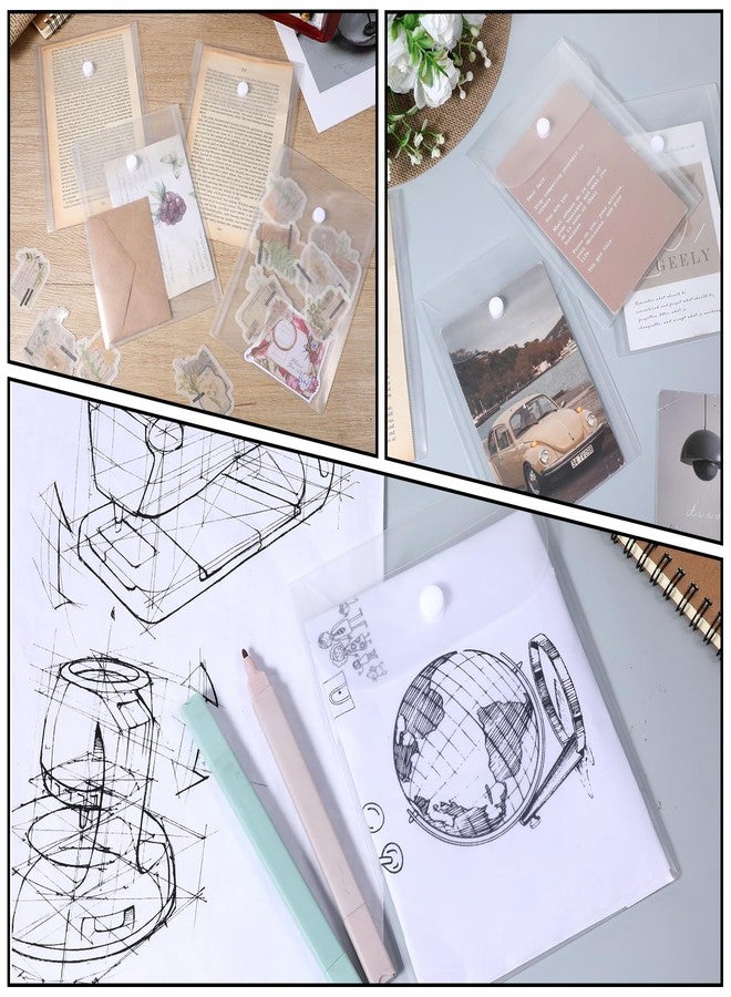 Alrhso 10 PCS Clear Envelopes Pouch 7 x 5 Inches Clear Plastic Envelopes with Snap Closure Waterproof Plastic Envelope for Office School Documents Sticker, Photo Storage Folder, Receipt Holder - Image 3
