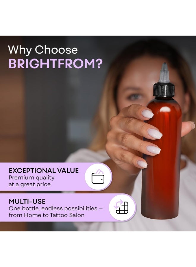 BRIGHTFROM Twist Top Applicator Bottles, 8 OZ, Squeeze Empty Plastic Bottles, Black Nozzle, BPA-Free, PET, Refillable, Open/Close Nozzle - Multi Purpose (Amber) - Image 5