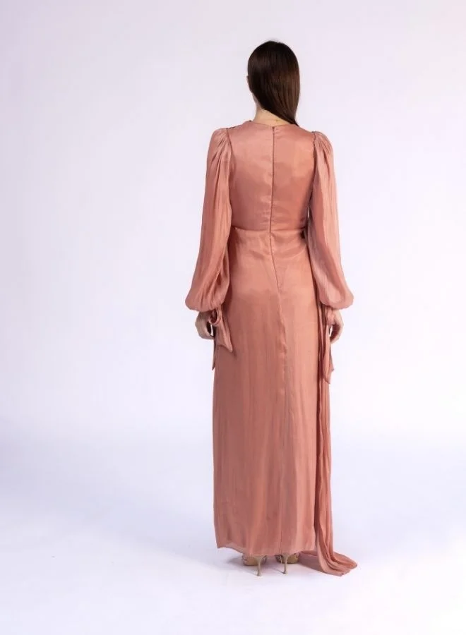 Fashonara Draped Overall Dress with Bowed Sleeves
