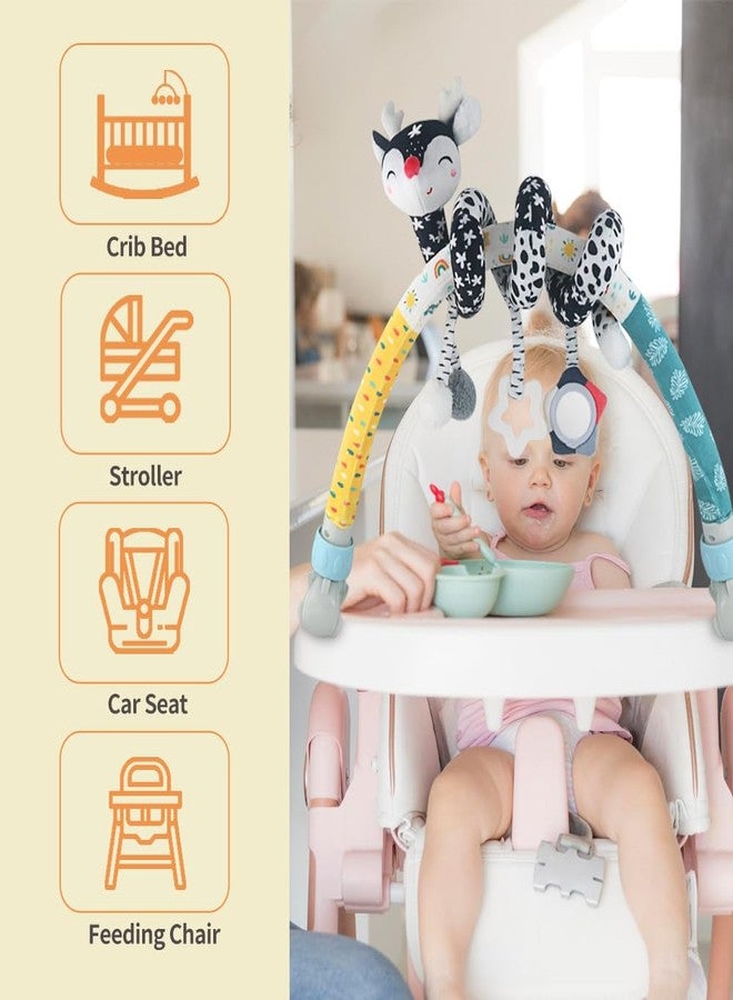Caterbee Baby Bjorn Bounce Arch Toy bar, Black and White with Stretch & Spiral Hanging Activity Set, Adjustable Clamp for Strollers, Cribs & Car Seats, Includes Rattles, Squeaker & Teether (01) - Image 3