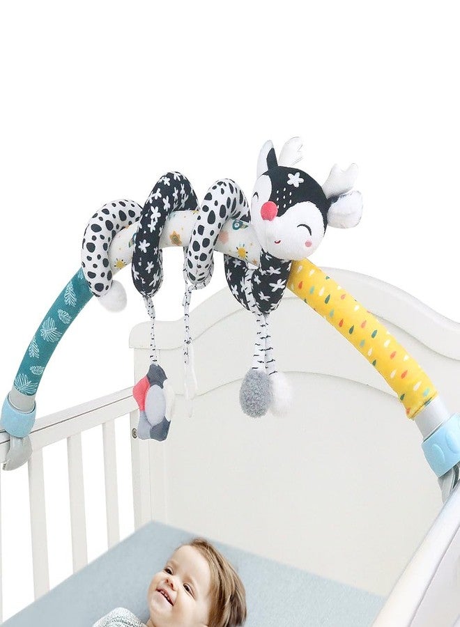 Caterbee Baby Bjorn Bounce Arch Toy bar, Black and White with Stretch & Spiral Hanging Activity Set, Adjustable Clamp for Strollers, Cribs & Car Seats, Includes Rattles, Squeaker & Teether (01) - Image 4