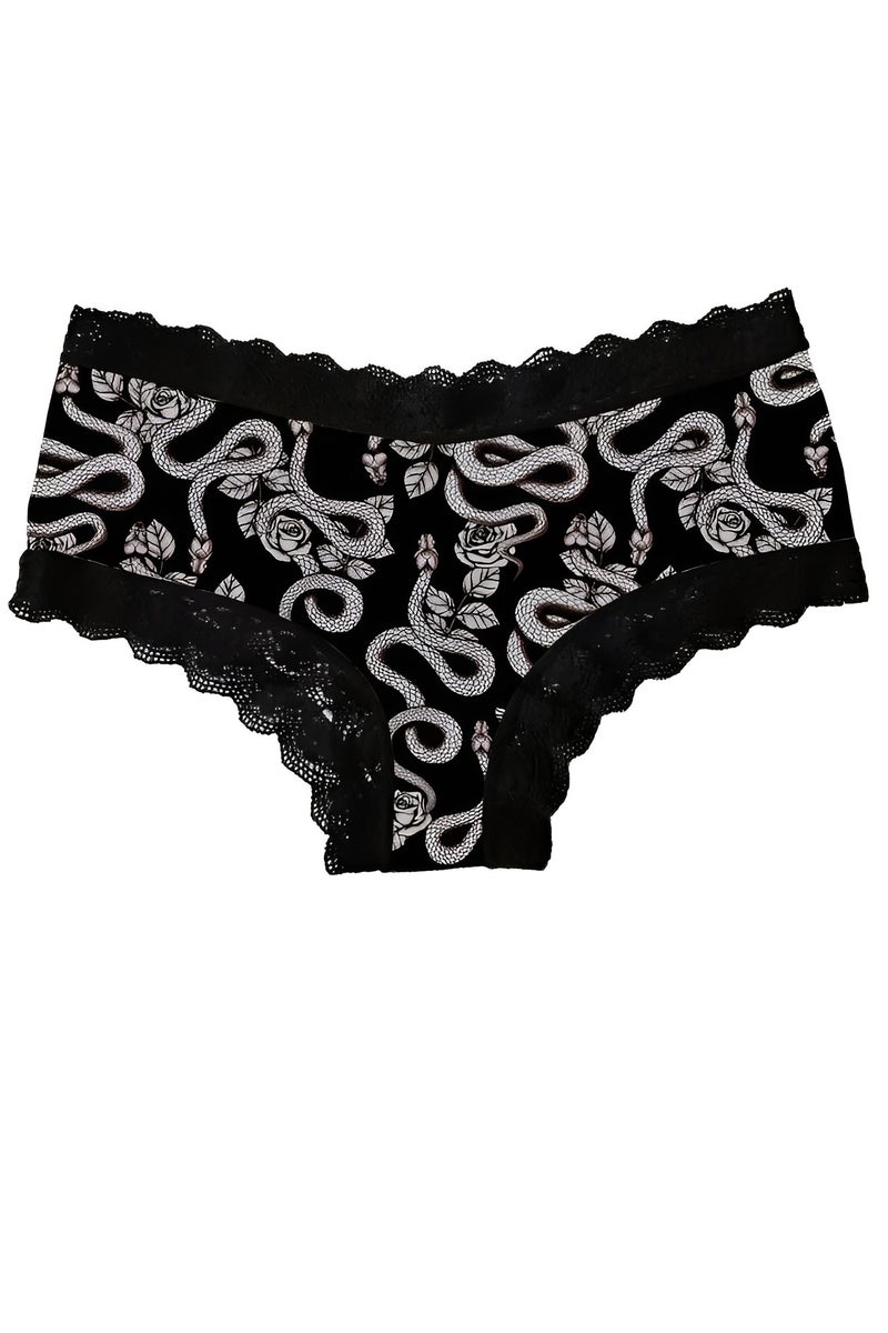Charlie Exclusive Women's Gothic Panties – 3 Pack – Size M – Black Lace Underwear with Snake, Butterfly & Bat Designs – Soft Breathable Fabric for All-Day Comfort – Unique Dark Aesthetic Lingerie with Celestial & Nature-Inspired Prints – Stylish & Comfortable Briefs for Women – Durable Stretch Material with Elegant Lace Trim – Perfect Gift for Gothic Fashion Lovers – Mysterious & Feminine Underwear Set for Everyday Wear or Special Occasions – Limited Stock - Image 4