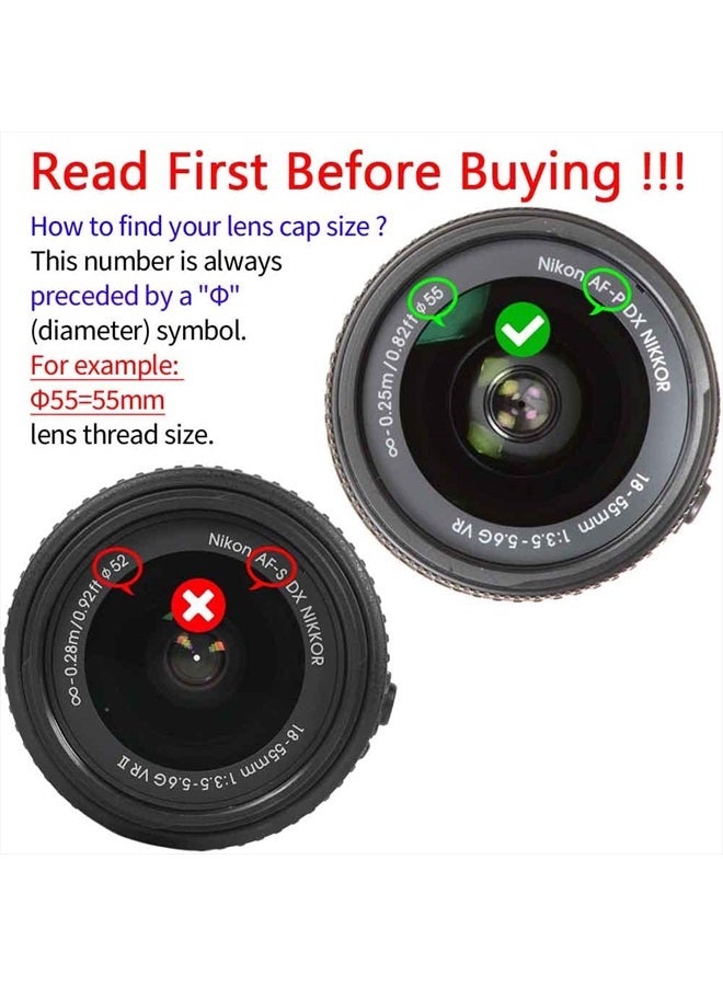 ULBTER غطاء عدسة 55 مم لعدسة AF-P DX NIKKOR 18-55mm f/3.5-5.6G VR لكاميرات نيكون D7200 D5600 D5500 D5300 D3500 D3400 D3300، غطاء عدسة ULBTER - عبوة من 2 - Image 3