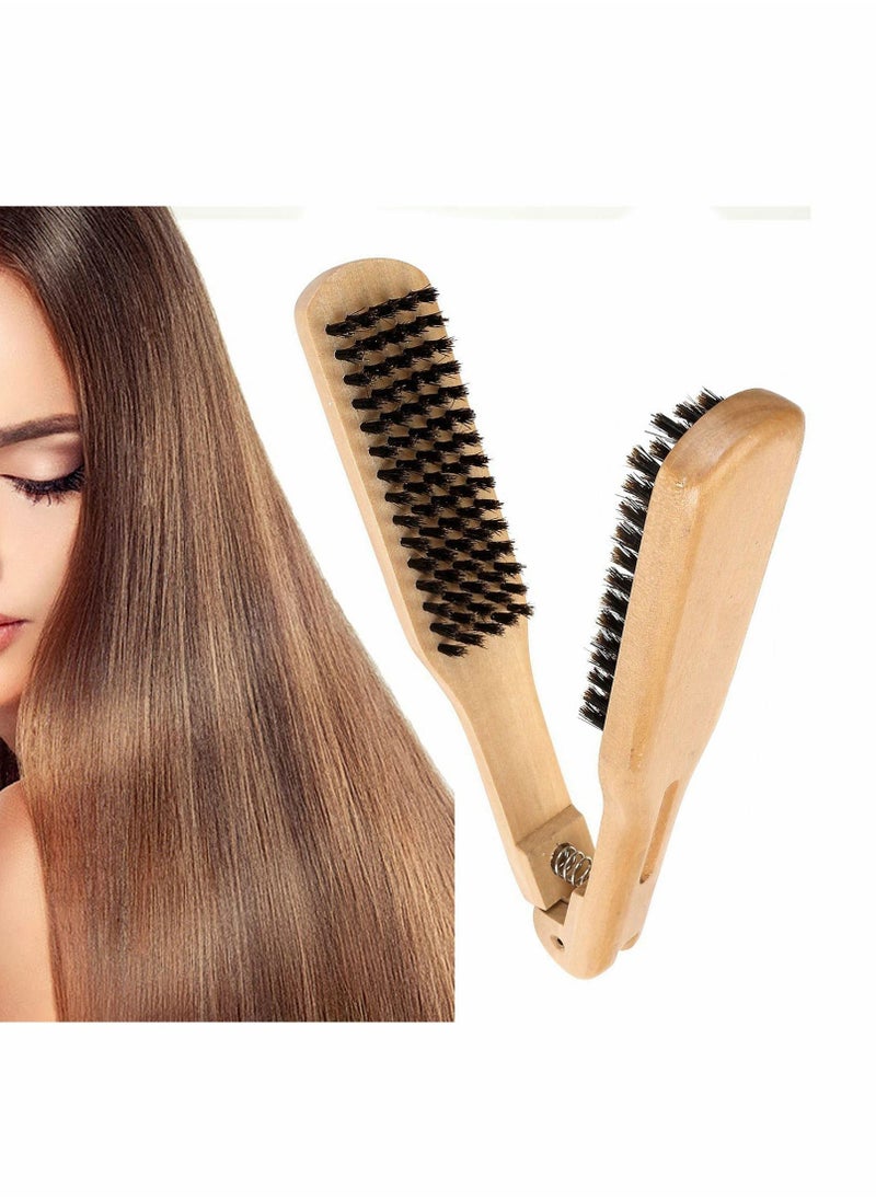 Y&D Bristles Clamp Hair Brush Straightener Double Sided Straightening Comb Handmade 100% Natural Wood  - Image 1
