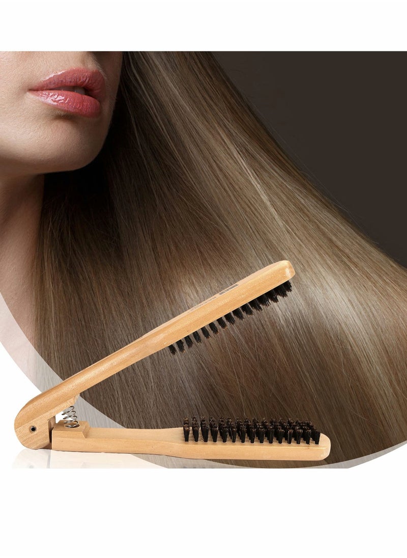 Y&D Bristles Clamp Hair Brush Straightener Double Sided Straightening Comb Handmade 100% Natural Wood  - Image 3