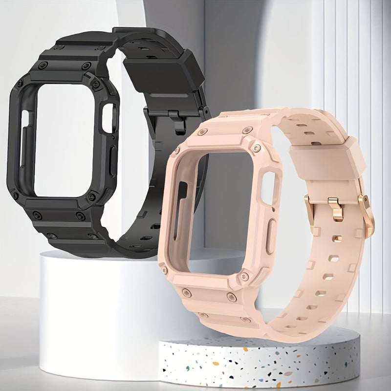 Black Compatible Sport Bumper Case Strap For Ultra 49mm Compatible With Iwatch 46mm 45mm 44mm 42mm 41mm 40mm 38mm For S11 S10 SE S9 S8 S7 S6 S5 S4 S3 Ultra 3 Ultra 2 Men Women - Image 1