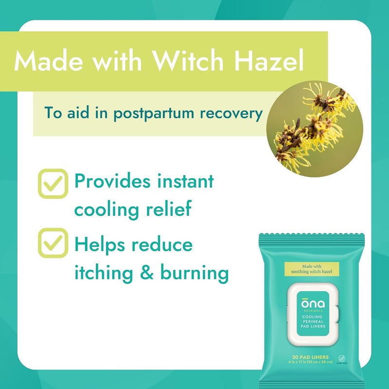 Ona Renewals Perineal Pad Panty Liners for Women - 30 Count - Fragrance-Free - Made with Soothing Witch Hazel - Extra Large Cooling Pads for Postpartum Recovery - Postpartum Essentials - Image 3