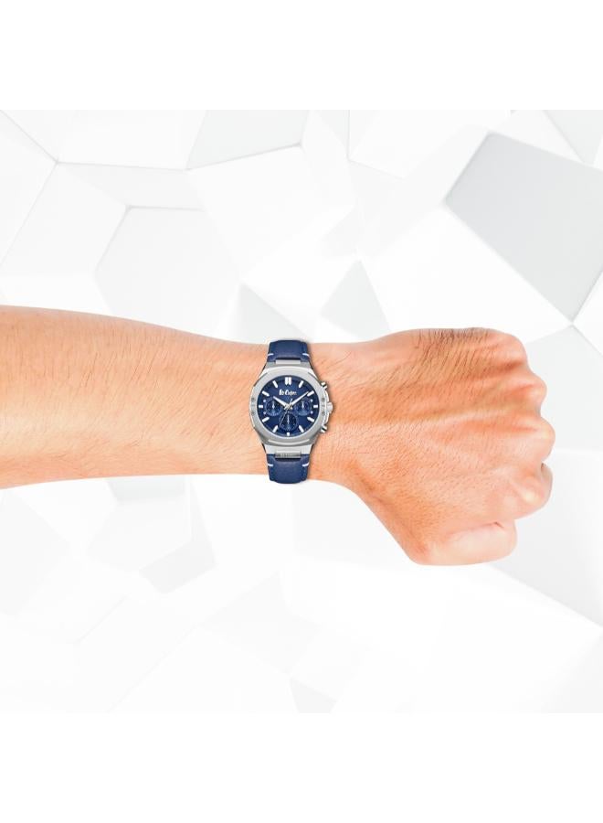 Lee Cooper Men's Multi Function Display Watch With Dark Blue Leather Strap - LC07992.399 - Image 4