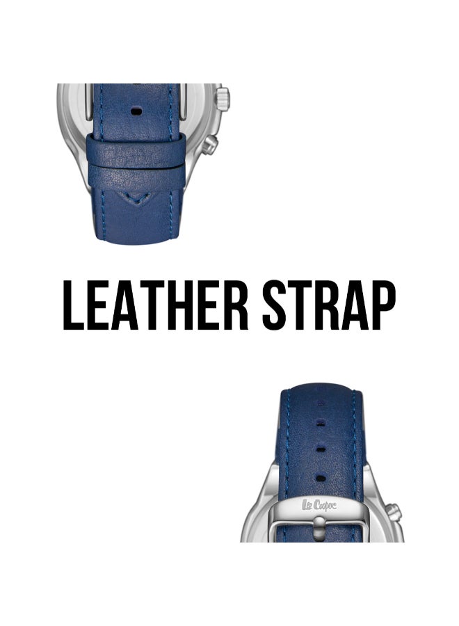 Lee Cooper Men's Multi Function Display Watch With Dark Blue Leather Strap - LC07992.399 - Image 2