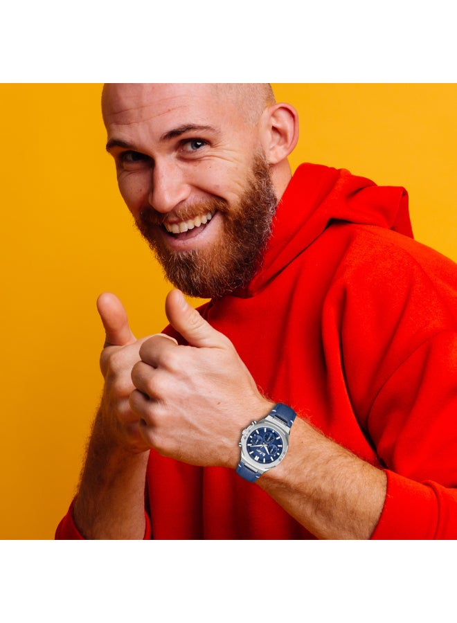 Lee Cooper Men's Multi Function Display Watch With Dark Blue Leather Strap - LC07992.399 - Image 3