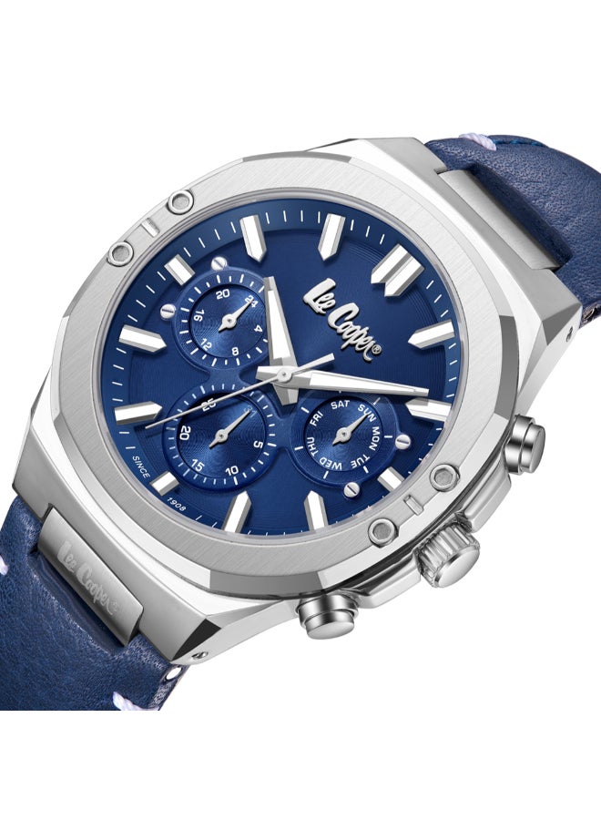 Lee Cooper Men's Multi Function Display Watch With Dark Blue Leather Strap - LC07992.399 - Image 1