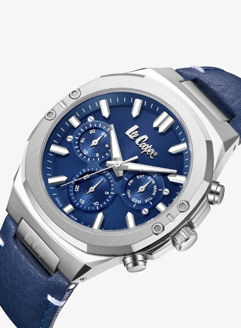 Lee Cooper Men's Multi Function Display Watch With Dark Blue Leather Strap - LC07992.399