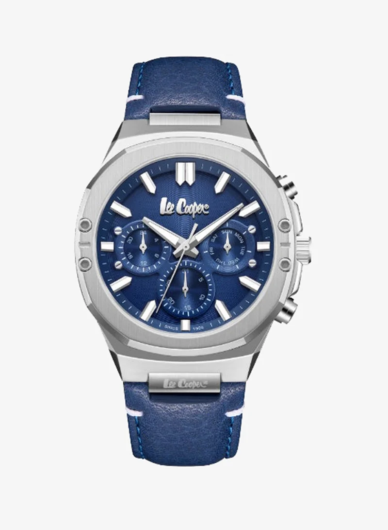 Lee Cooper Men's Multi Function Display Watch With Dark Blue Leather Strap - LC07992.399