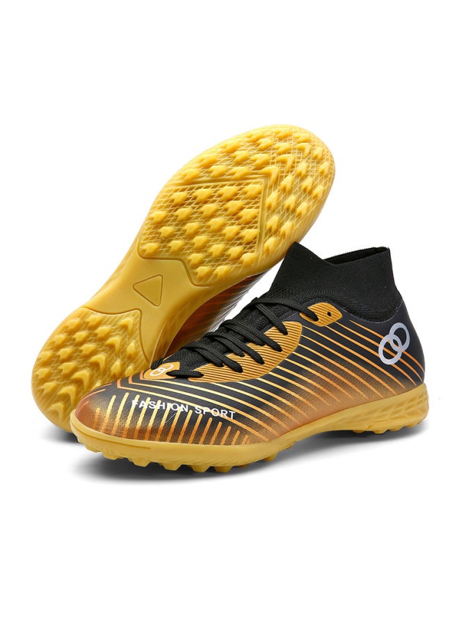 X806 Broken Nails Black Gold Children's Football Shoes Men's Teenagers Broken Nails Sports Training Shoes Club Game Indoor And Outdoor Football Shoes