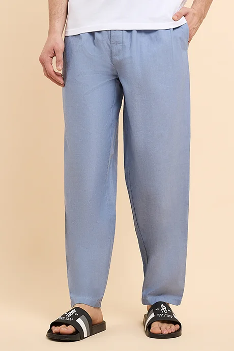أر أند بي Solid Lounge Pants with Drawstring Waist