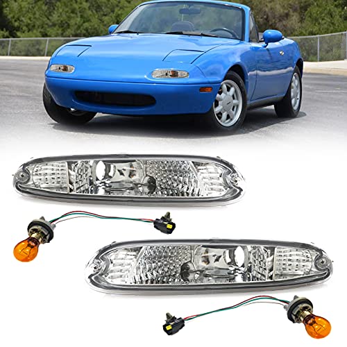 USR UNIQUE STYLE RACING USR DEPO 90-97 MX-5 Signal Lights - JDM Crystal Style Front Bumper Turn Signal Lamps Set (Left + Right) Compatible with 1990-1997 Mazda MX5 Mk1 Miata (JDM Crystal Style All Clear Lens) - Image 1