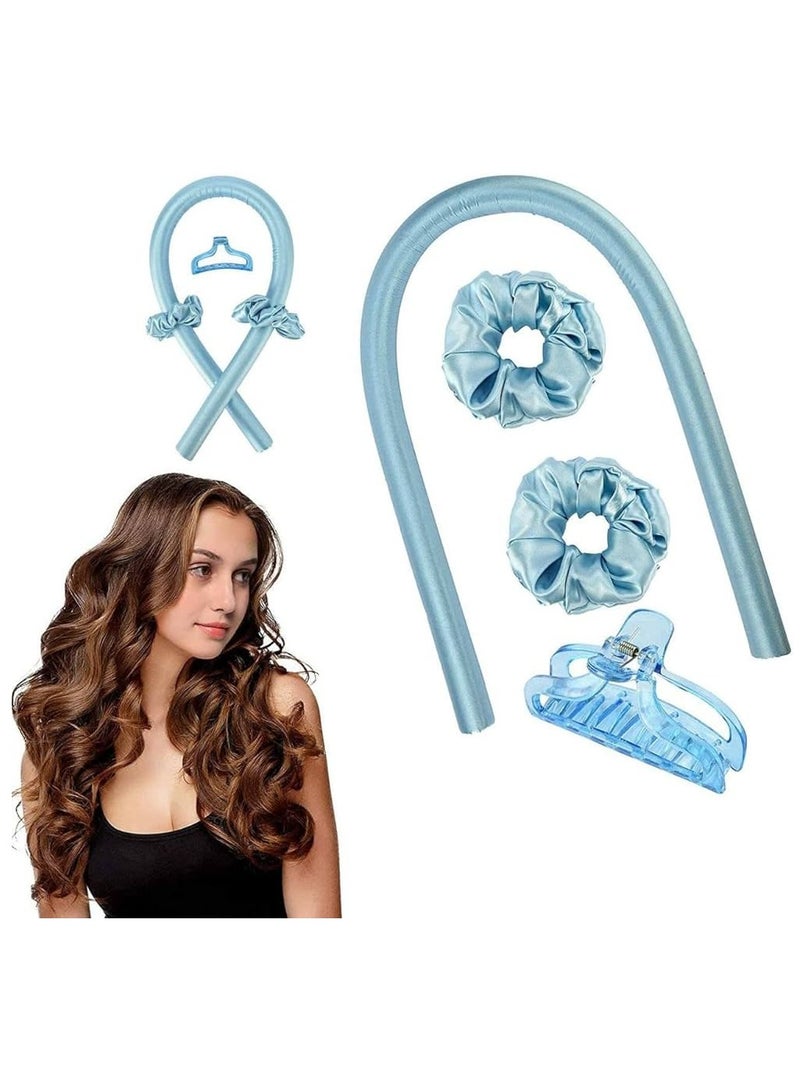 Rock Pow Heatless Curler Headband Set For Long Hair Blue