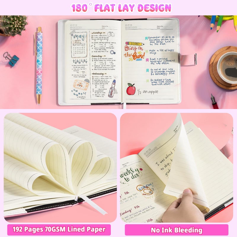 Beadsky Diary With Lock For Girls And Women  Refillable Sectet Journal With Lock  Password Locked Diary Notebook  Aesthetic Journal Kit With Pen  School Supplies Cute Stuff Gifts For Teen Girls  Pink - Image 5