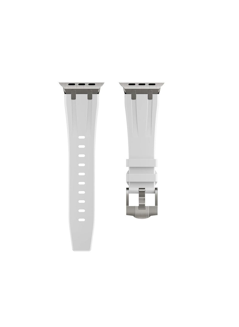 Watch - For Apple Watch Ultra 2 Band 49mm Men's Outdoor Sports Bands for iWatch Ultra 2/Ultra Series 9 8, Silicone Band with Oiled Stainless Steel Adapter White - Image 1