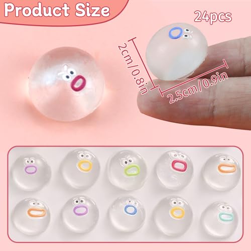 Gytera 24 Packs Mini Squishies Expression Squeeze Fidget Toys with 24 Keychains Sticky Cute Mini Fidgets - Image 5