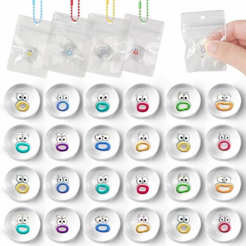 Gytera 24 Packs Mini Squishies Expression Squeeze Fidget Toys with 24 Keychains Sticky Cute Mini Fidgets - Image 3