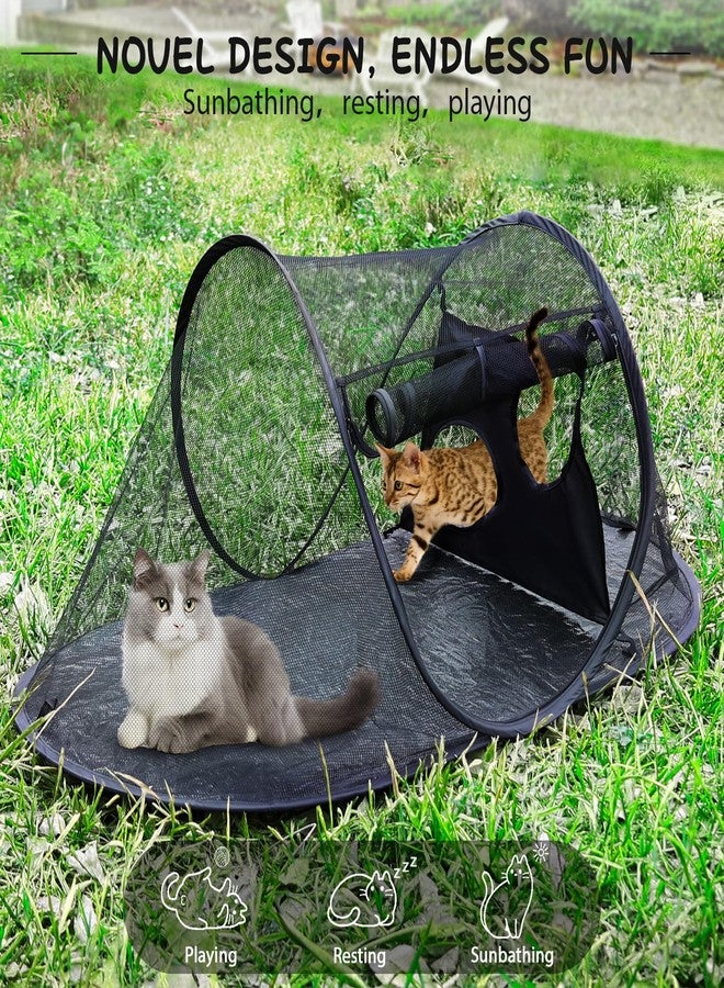 Tailtastic Outdoor Cat Tent with Removable Interactive Fabric,Outdoor Cat Enclosures for Indoor Cats, Portable Pet Playpen Ideal for Hiking, Traveling, and Sunbathing-Black - Image 3