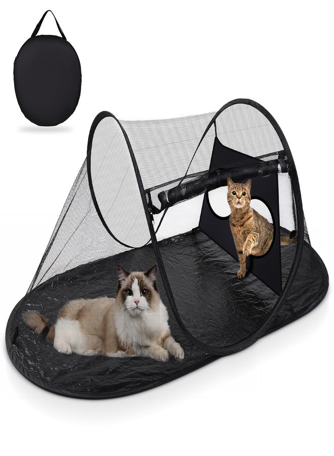 Tailtastic Outdoor Cat Tent with Removable Interactive Fabric,Outdoor Cat Enclosures for Indoor Cats, Portable Pet Playpen Ideal for Hiking, Traveling, and Sunbathing-Black - Image 1