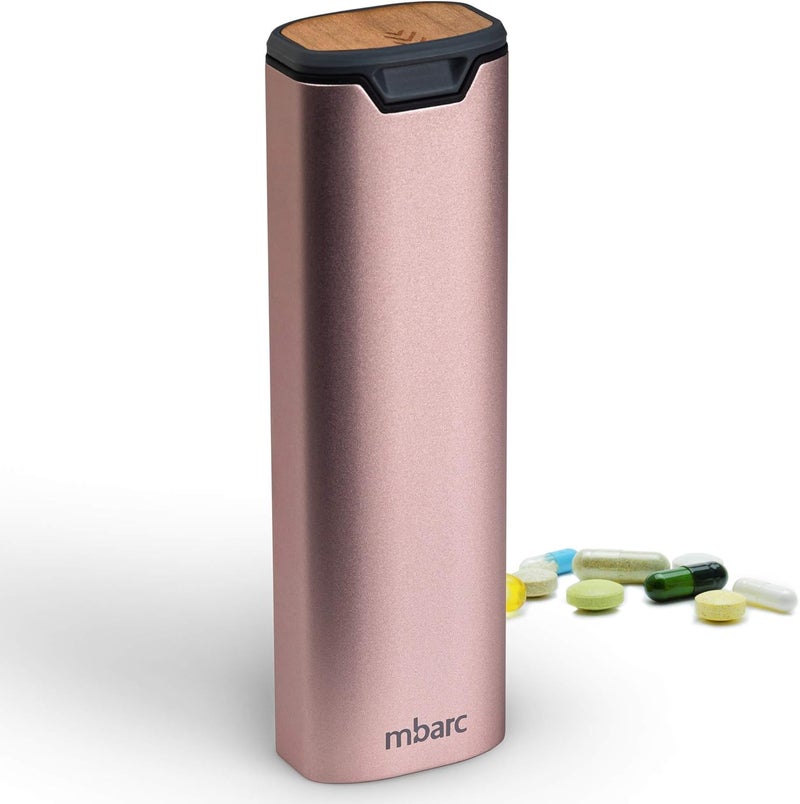 HIGHERHUMAN منظم حبوب أسبوعي 7 أيام من من mbarc - علبة حبوب أنيقة فاخرة من الألومنيوم والخشب بسعة كبيرة للمكملات الغذائية والحبوب والفيتامينات والأدوية. - Image 4
