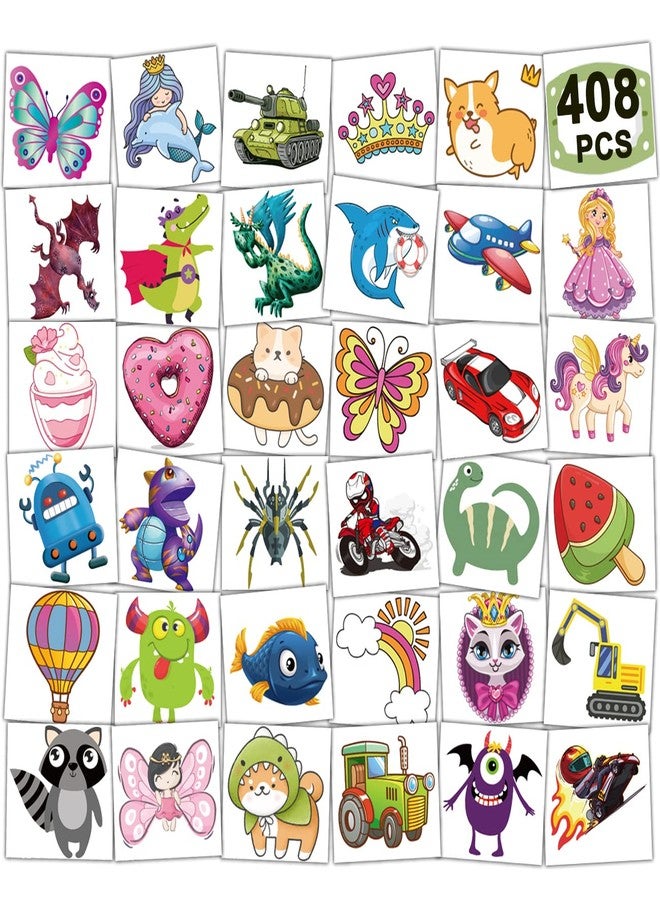 CHARLENT 408 PCS Individually Wrapped Temporary Tattoos for Kids - Mixed Tattoos for Kids Birthday Party Favors Goodie Bag Fillers - Image 1