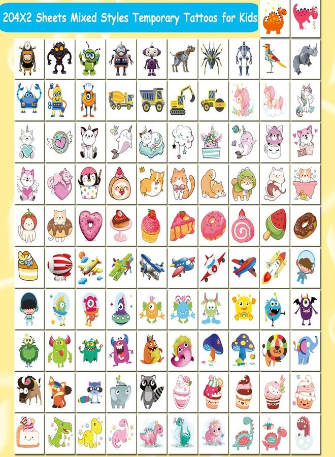 CHARLENT 408 PCS Individually Wrapped Temporary Tattoos for Kids - Mixed Tattoos for Kids Birthday Party Favors Goodie Bag Fillers - Image 2