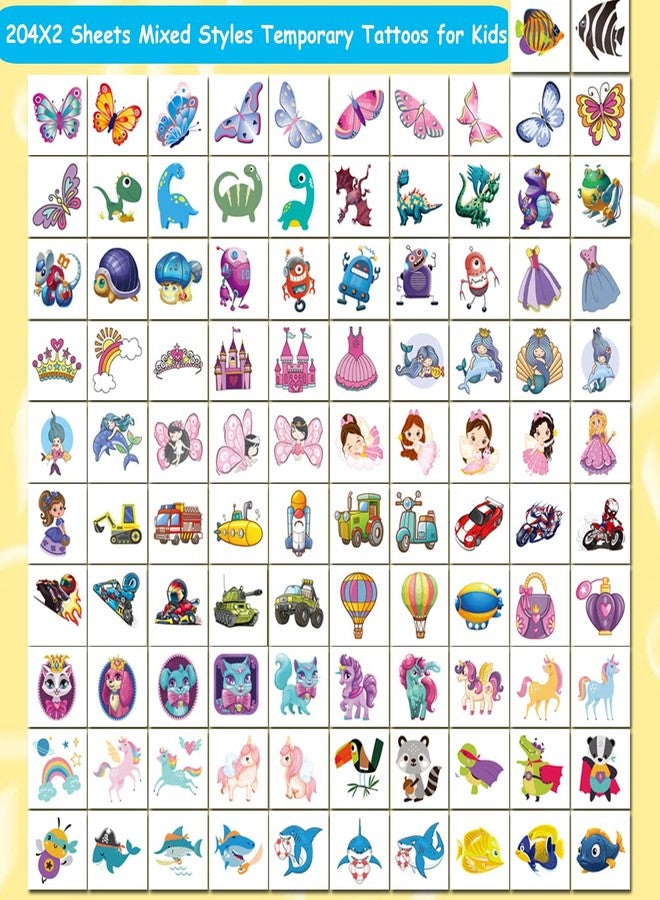 CHARLENT 408 PCS Individually Wrapped Temporary Tattoos for Kids - Mixed Tattoos for Kids Birthday Party Favors Goodie Bag Fillers - Image 3