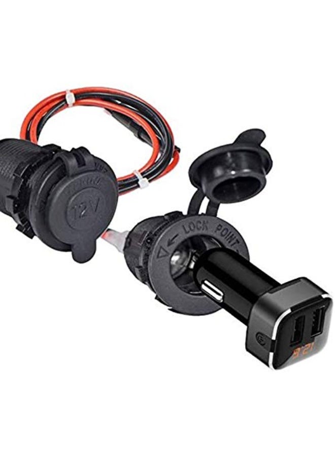 Chabeia Car Cigarette Lighter Socket with Fuse & 1M Cable – Power Outlet Adapter for Car, Boat, Motorcycle – Durable, Waterproof Dash Panel Plug for 12V/24V Accessories & Electronics - Image 2