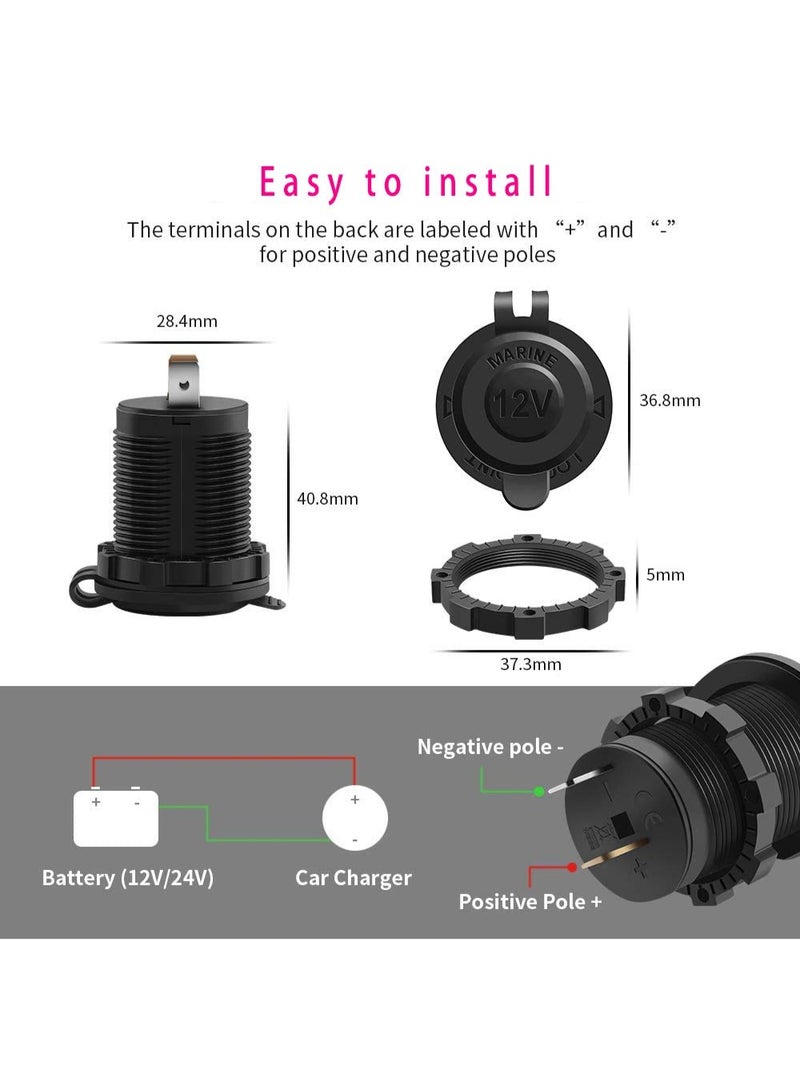 Chabeia Car Cigarette Lighter Socket with Fuse & 1M Cable – Power Outlet Adapter for Car, Boat, Motorcycle – Durable, Waterproof Dash Panel Plug for 12V/24V Accessories & Electronics - Image 3