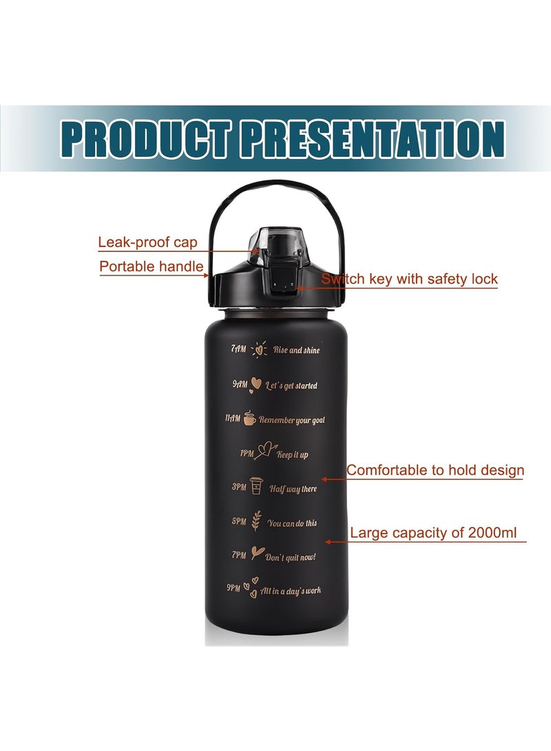 ROEIEIS Water Bottle 2L Motivational Water Bottles with Times to Drink, Half Gallon Water Jug with Handle & Removable Straw, BPA Free and Leakproof for Outdoor Sports and Fitness - Image 5
