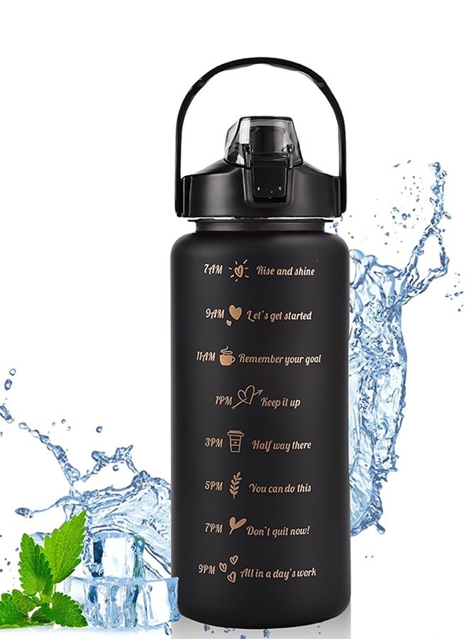 ROEIEIS Water Bottle 2L Motivational Water Bottles with Times to Drink, Half Gallon Water Jug with Handle & Removable Straw, BPA Free and Leakproof for Outdoor Sports and Fitness - Image 1